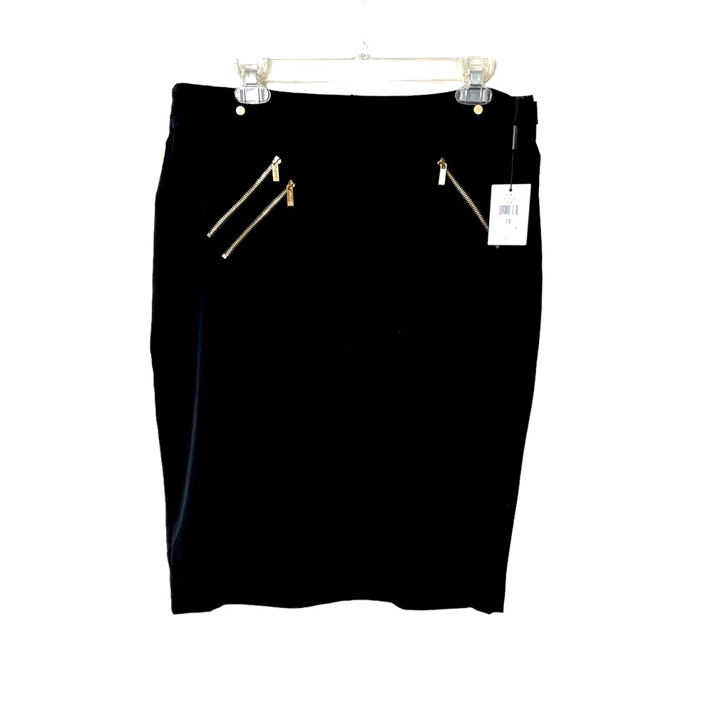 NEW CALVIN KLEIN LADYS DRESS SKIRT WITH GOLD ZIPPER FRONTS. SIZE 12☑️